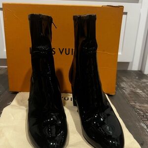 Louis Vuitton Glossy Black Ankle Boots